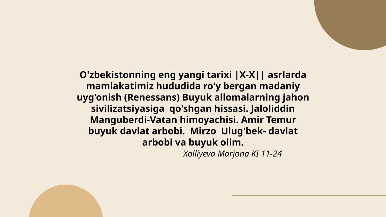 O'zbekistonning eng yangi tarixi |X-X|| asrlarda