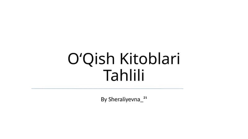 OʻQish Kitoblari Tahlili