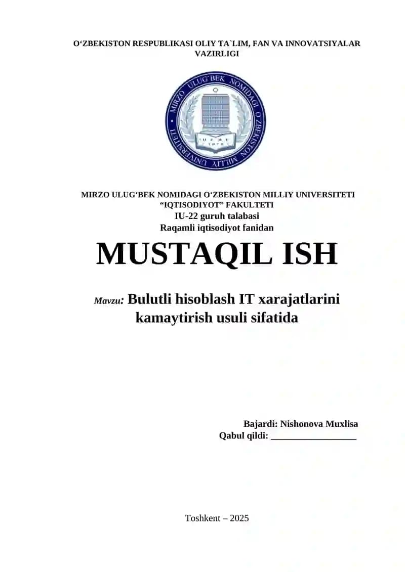 Bulutli hisoblash IT xarajatlarini kamaytirish usuli