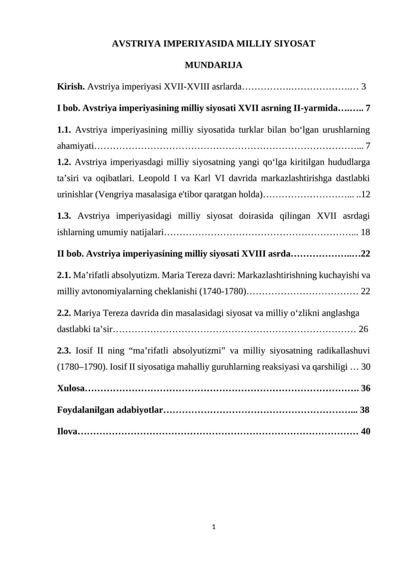 AVSTRIYA IMPERIYASIDA MILLIY SIYOSAT
