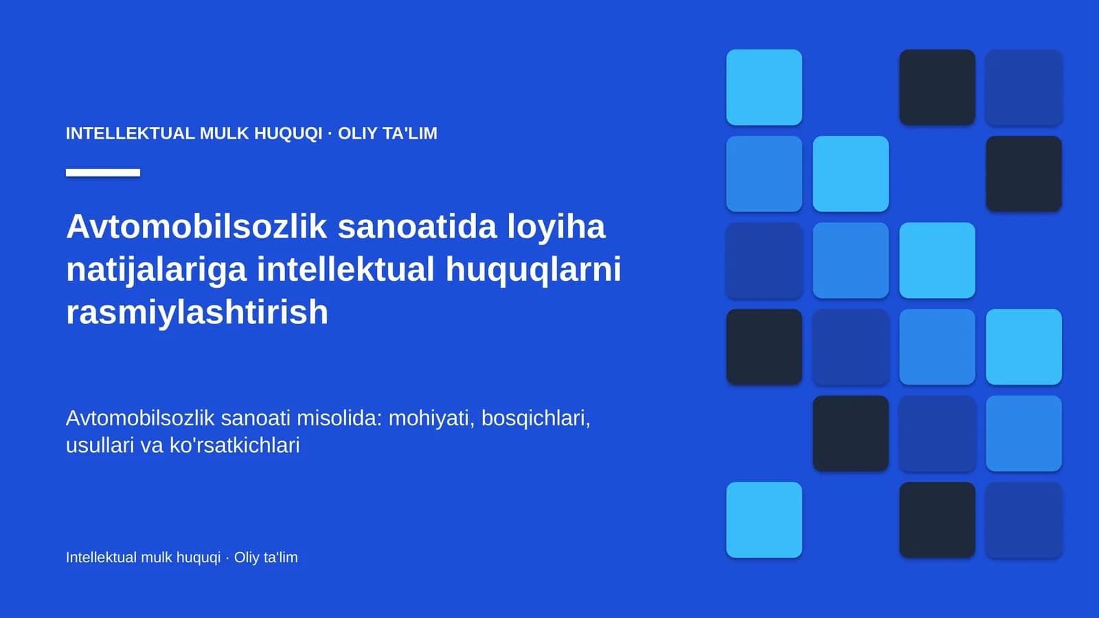 avtomobilsozlik sanoatida loyiha natijalariga intellektual huquqlarni rasmiylashtirish 4141