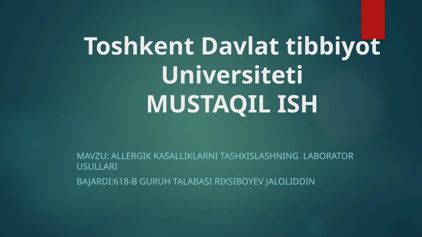 Allergologis kasalliklarni tashxislash