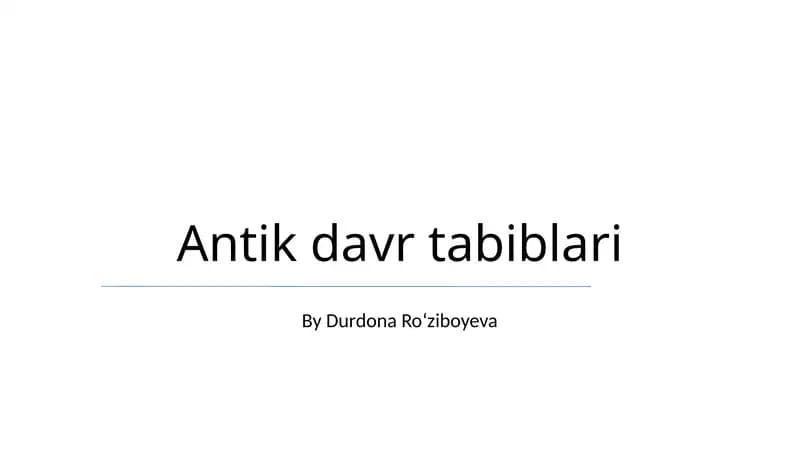 Antik davr tabiblari