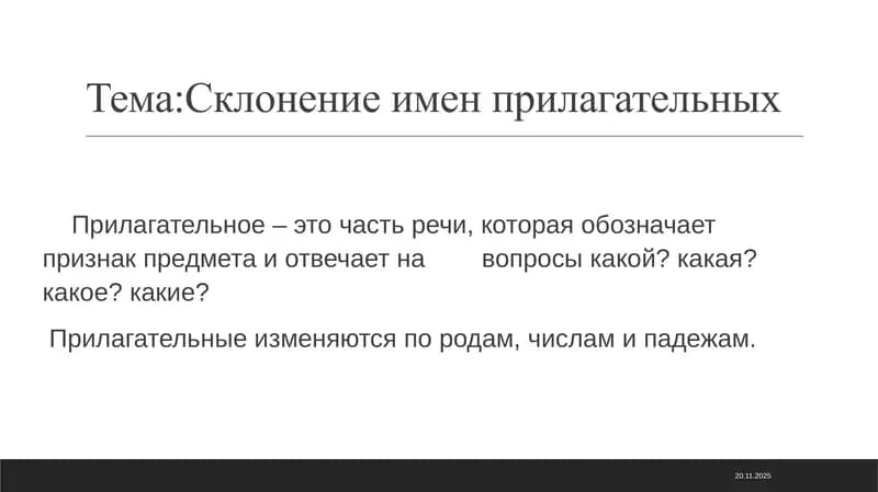 склонение имен прилагателных ppt