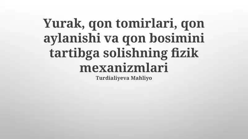 Qon bosimini tartibga solish mexanizmlari