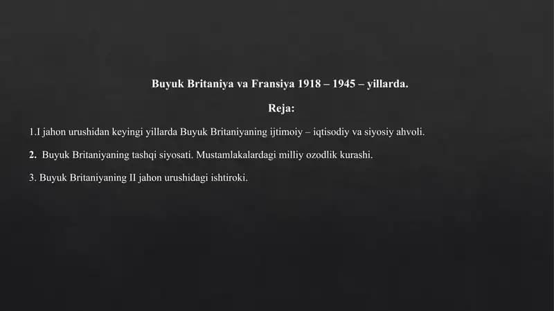 Buyuk Britaniya va Fransiya 1918-1945 yillarda