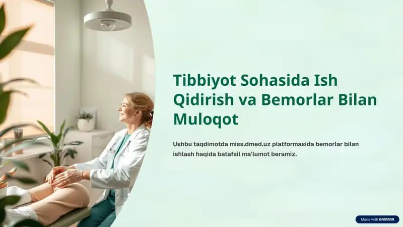 Tibbiyot Sohasida Ish Qidirish va Bemorlar Bilan Muloqot