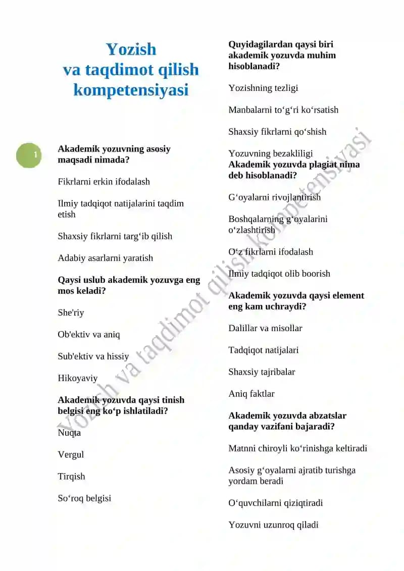 Akademik yozuvning asosiy maqsadi