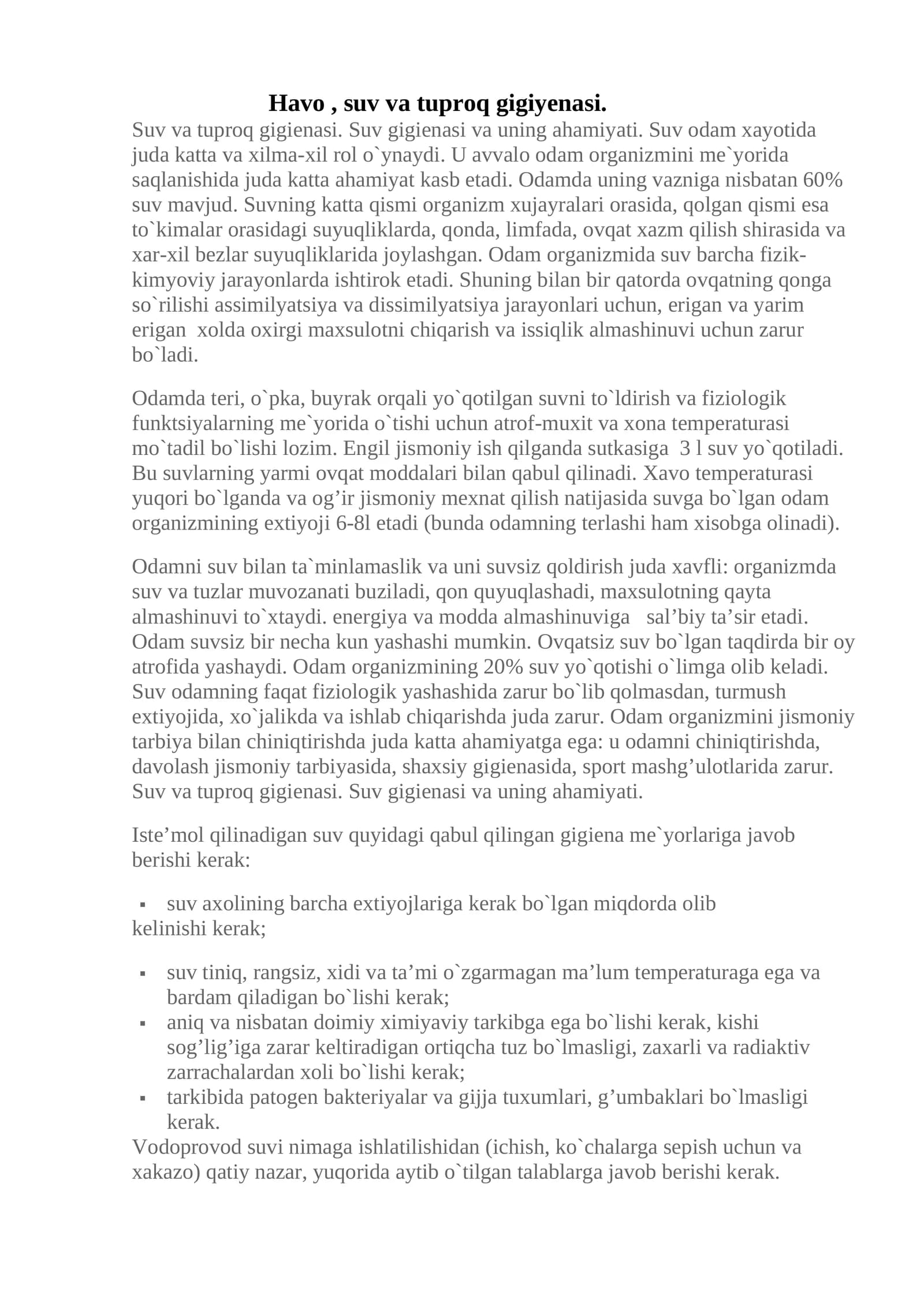 Suv va tuproq gigiyenasi