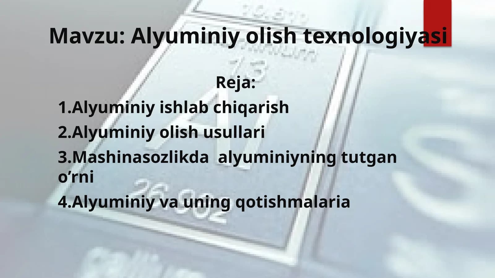Alyuminiy olish texnologiyasi
