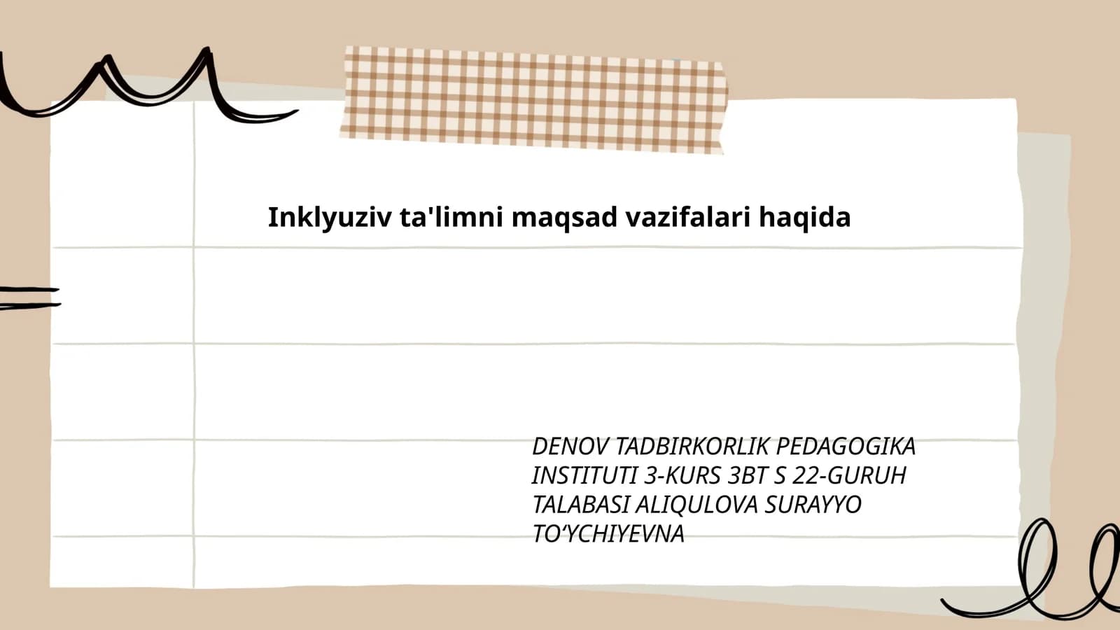 Inklyuziv ta'limni maqsad vazifalari haqida
