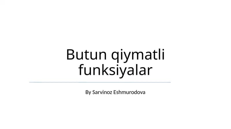 Butun qiymatli funksiyalar