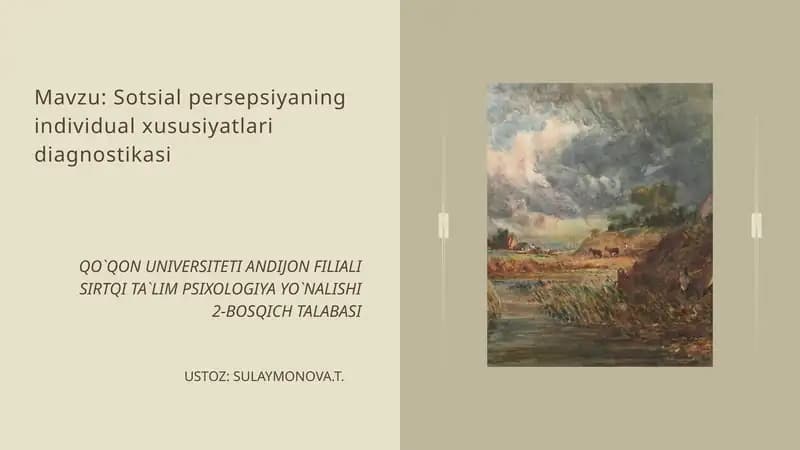 Sotsial persepsiyaning individual xususiyatlari diagnostikasi