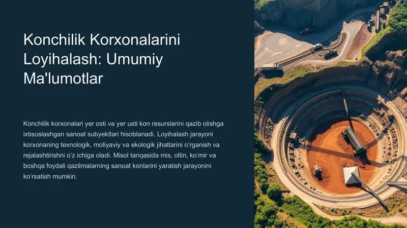 Konchilik Korxonalarini Loyihalash