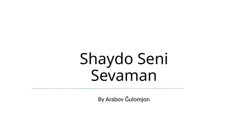 Shaydo Seni Sevaman