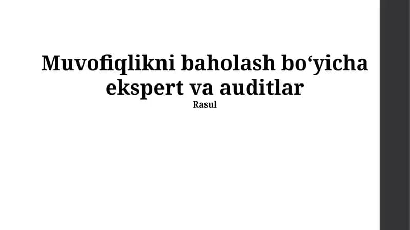 Muvofiqlikni baholash boʻyicha ekspert va auditlar
