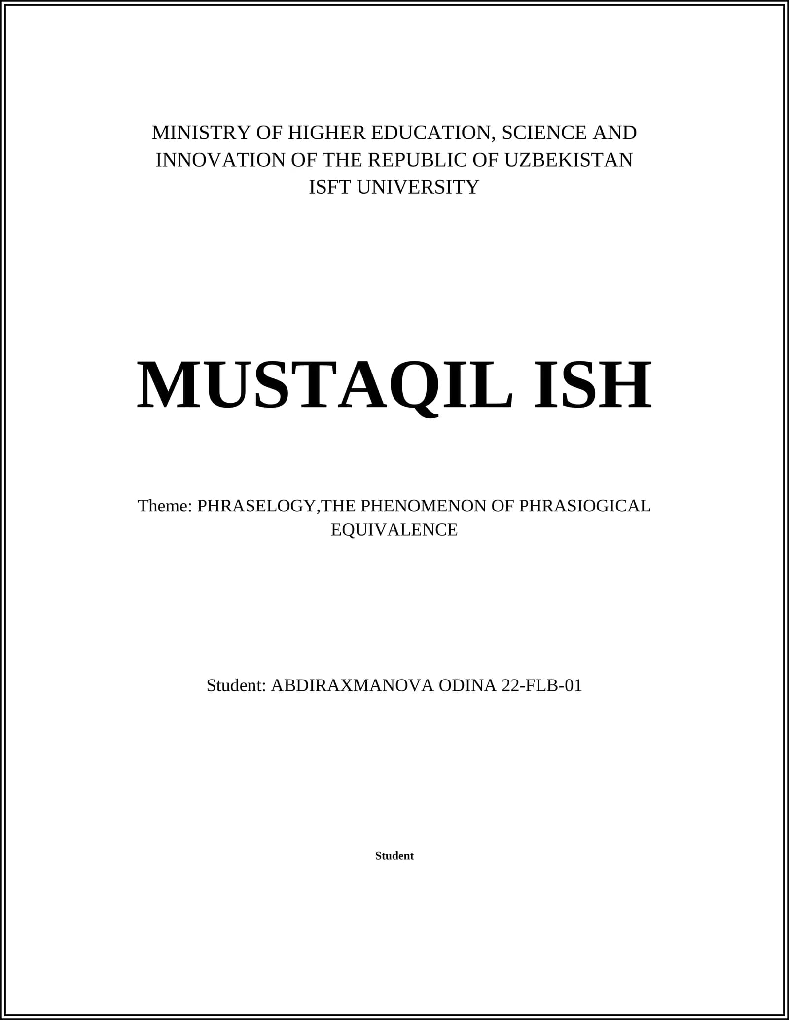 PHRASELOGY,THE PHENOMENON OF PHRASIOGICAL EQUIVALENCE