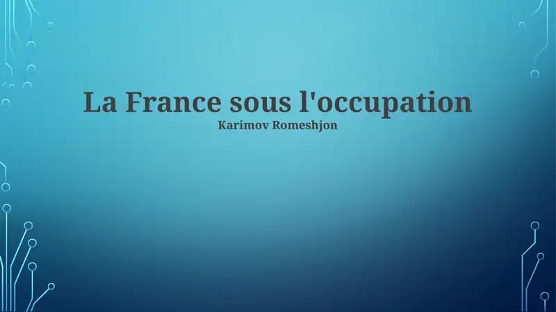 La France sous l'occupation