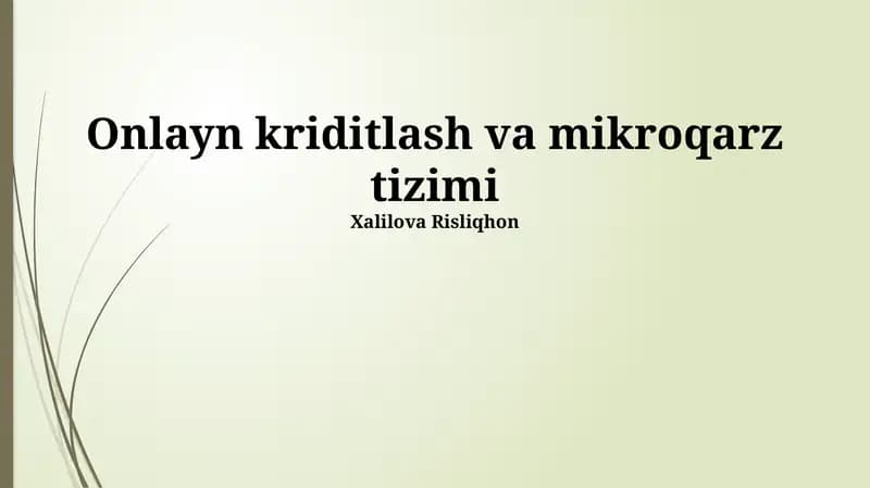 Onlayn kriditlash va mikroqarz tizimi
