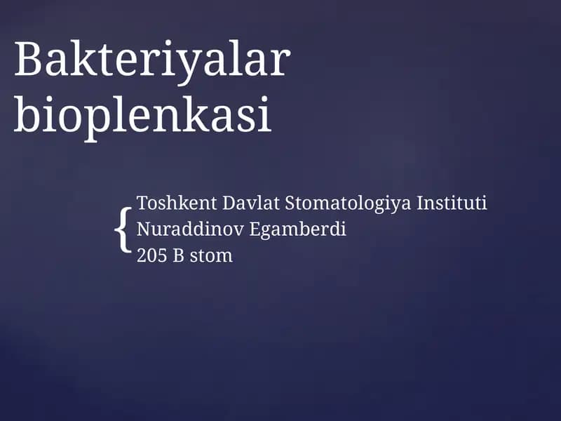Bakteriyalar bioplenkasi