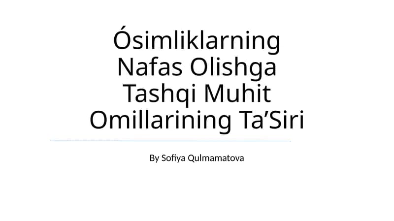 Nafas Olishga Ta’Sir So’rash
