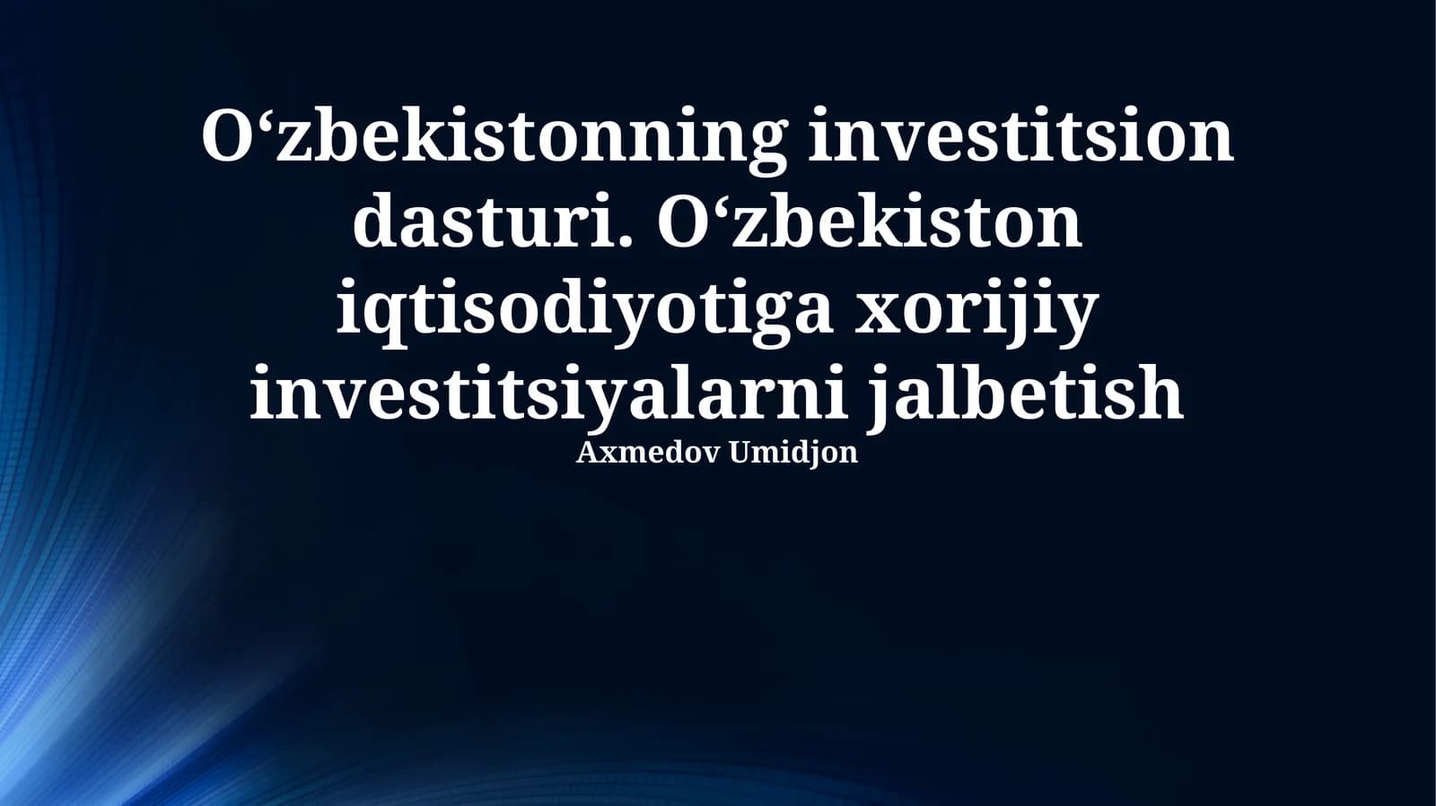 Oʻzbekistonning investitsion dasturi