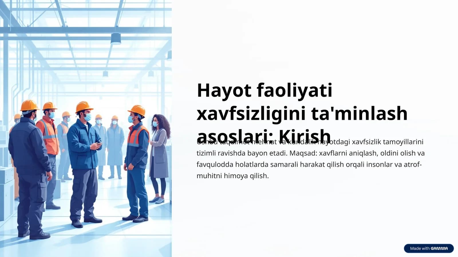 Hayot faoliyati xavfsizligini ta'minlash asoslari: Kirish