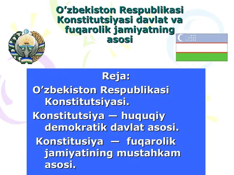 O’zbekiston Respublikasi Konstitutsiyasi