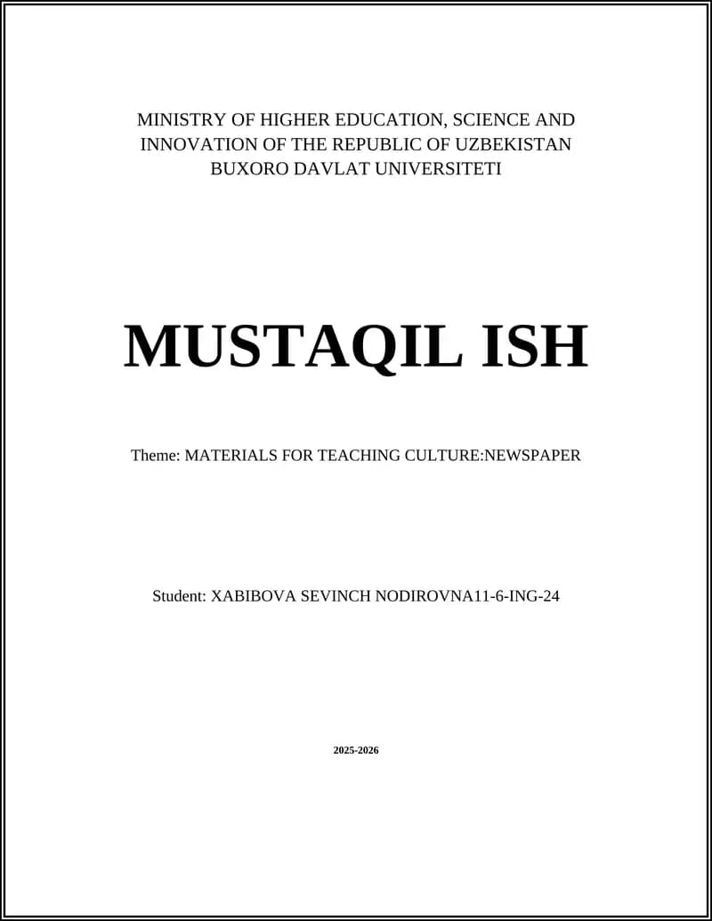 Materials for Teaching Culture: Newspaper