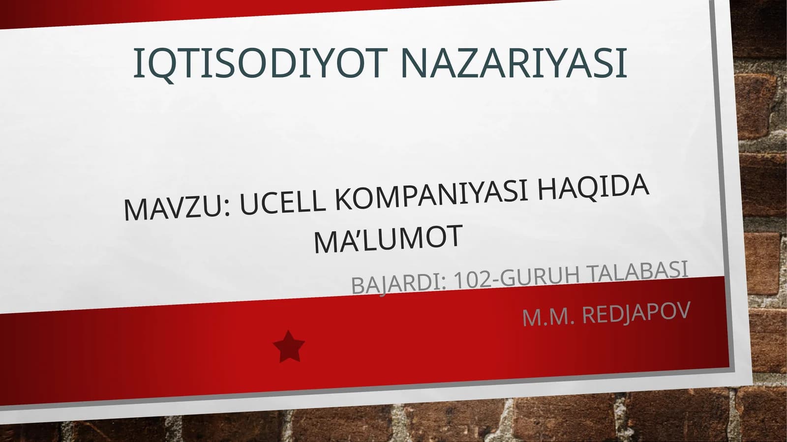 UCELL KOMPANIYASI HAQIDA MA’LUMOT