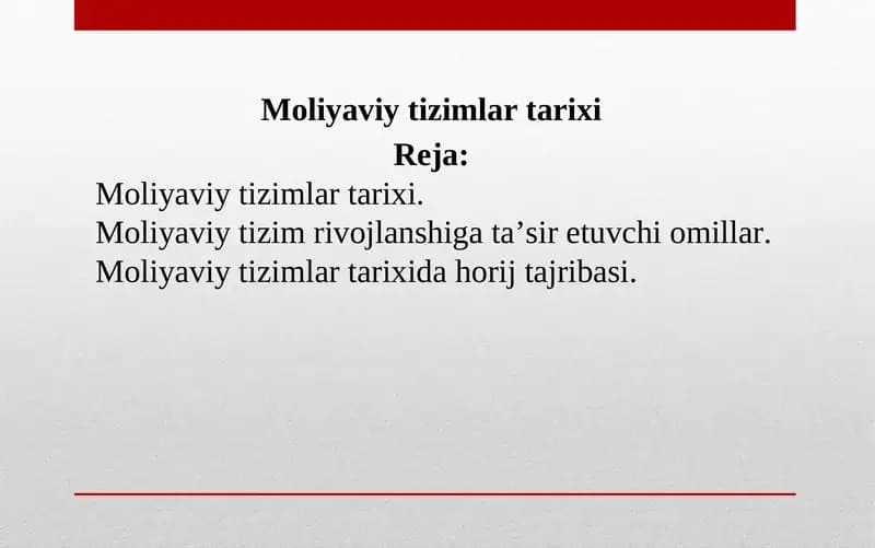 Moliyaviy tizimlar tarixi