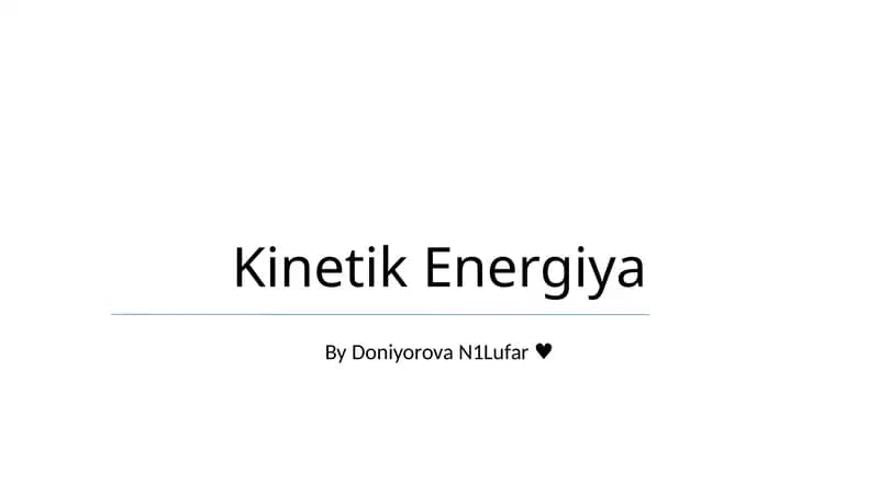 Kinetik Energiya