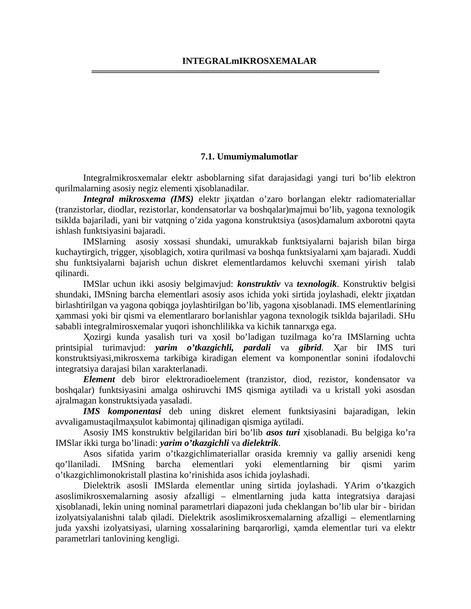Integral mikrosxemalar