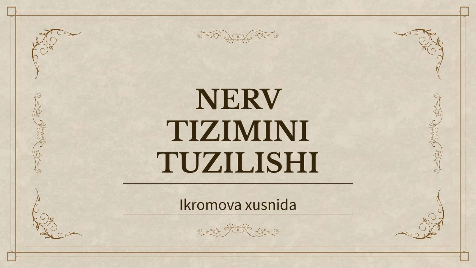 NERV TIZIMINI TUZILISHI