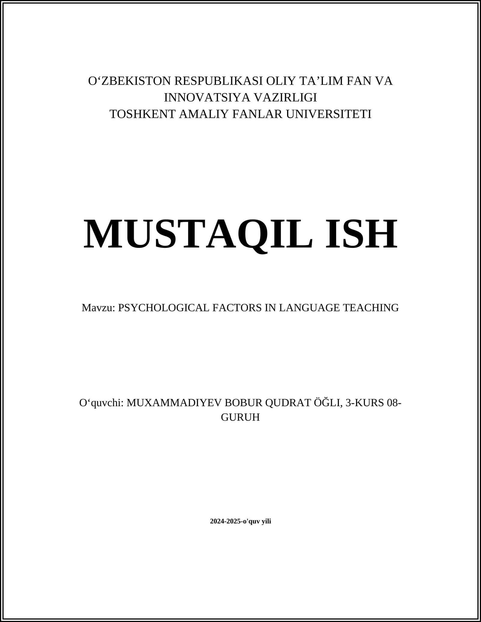 PSYCHOLOGICAL FACTORS IN LANGUAGE TEACHING