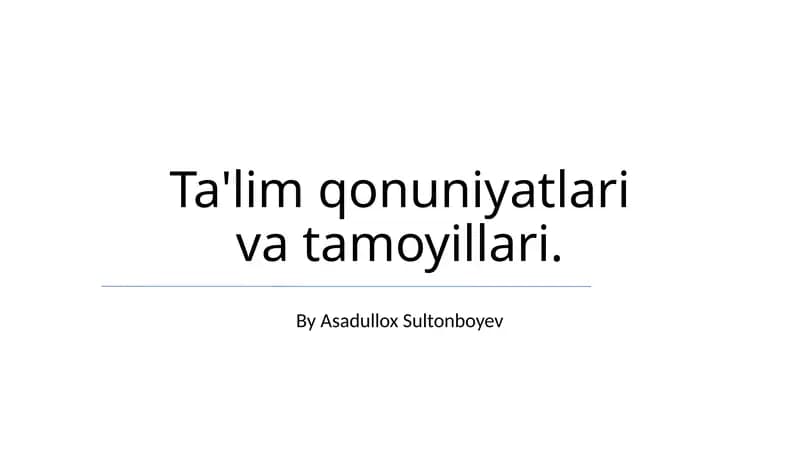 Ta'lim qonuniyatlari va tamoyillari
