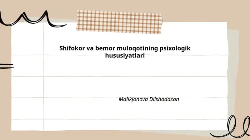 Shifokor va bemor muloqotining psixologik hususiyatlari