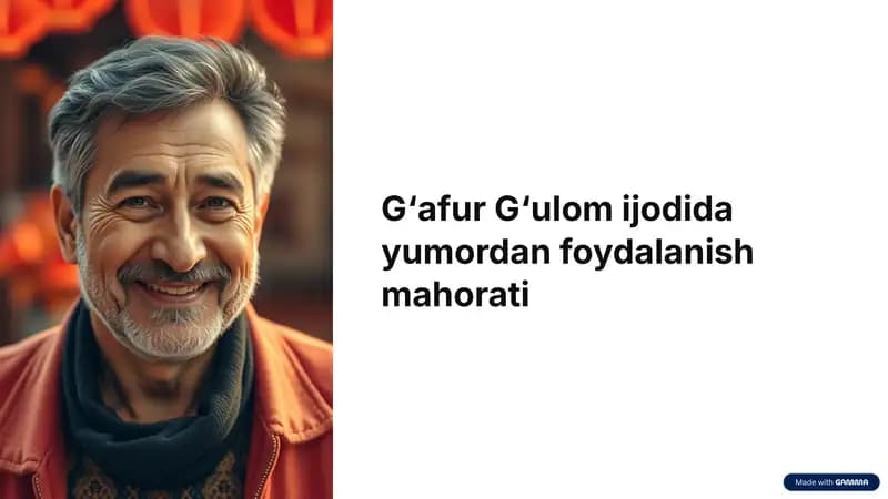 G‘afur G‘ulom ijodida yumordan foydalanish mahorati