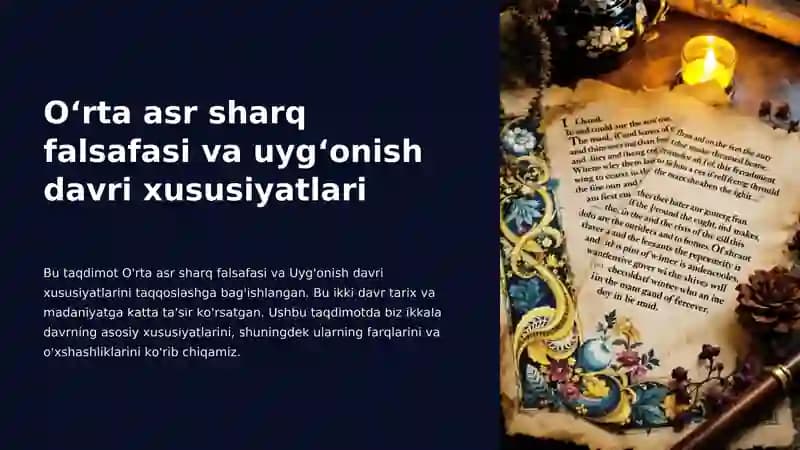 Oʻrta asr sharq falsafasi va uygʻonish davri xususiyatlari