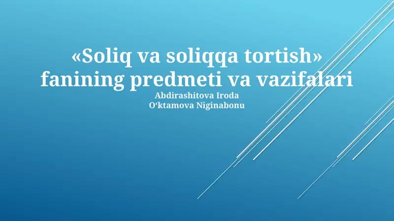 Soliq va soliqqa tortish