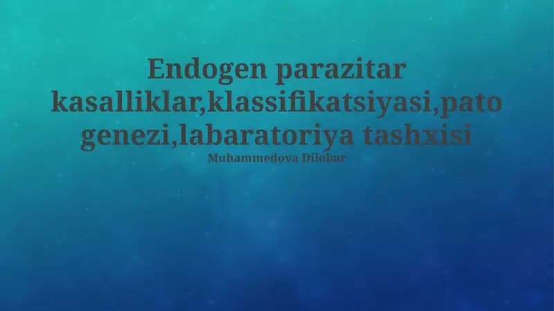 Endogen parazitar kasalliklar