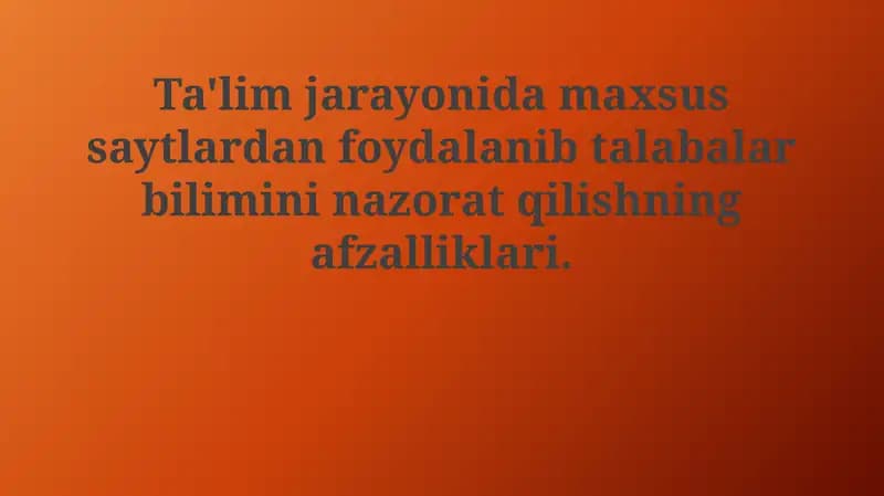 Maxsus veb-saytlar ta'lim jarayonida