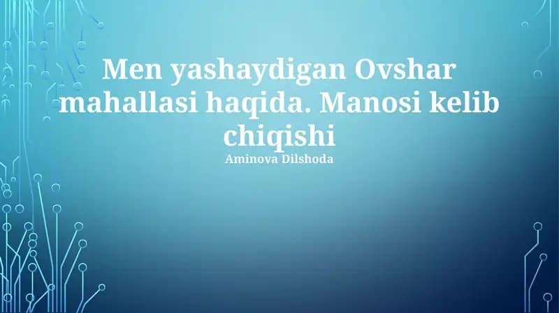 Ovshar mahallasi haqida