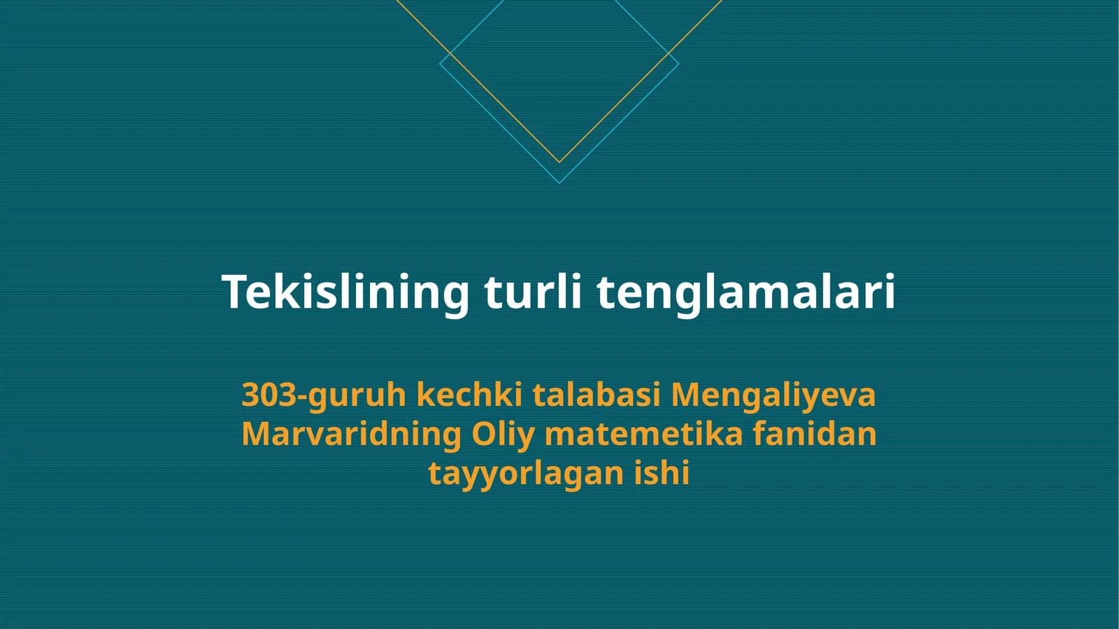 Tekislining turlitenglamalari