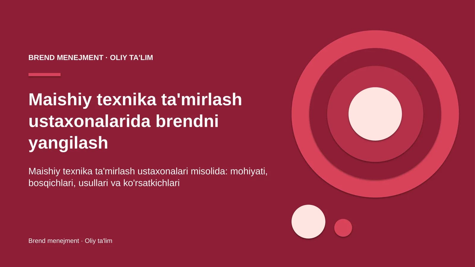 Maishiy texnika ta'mirlash ustaxonalarida brendni yangilash