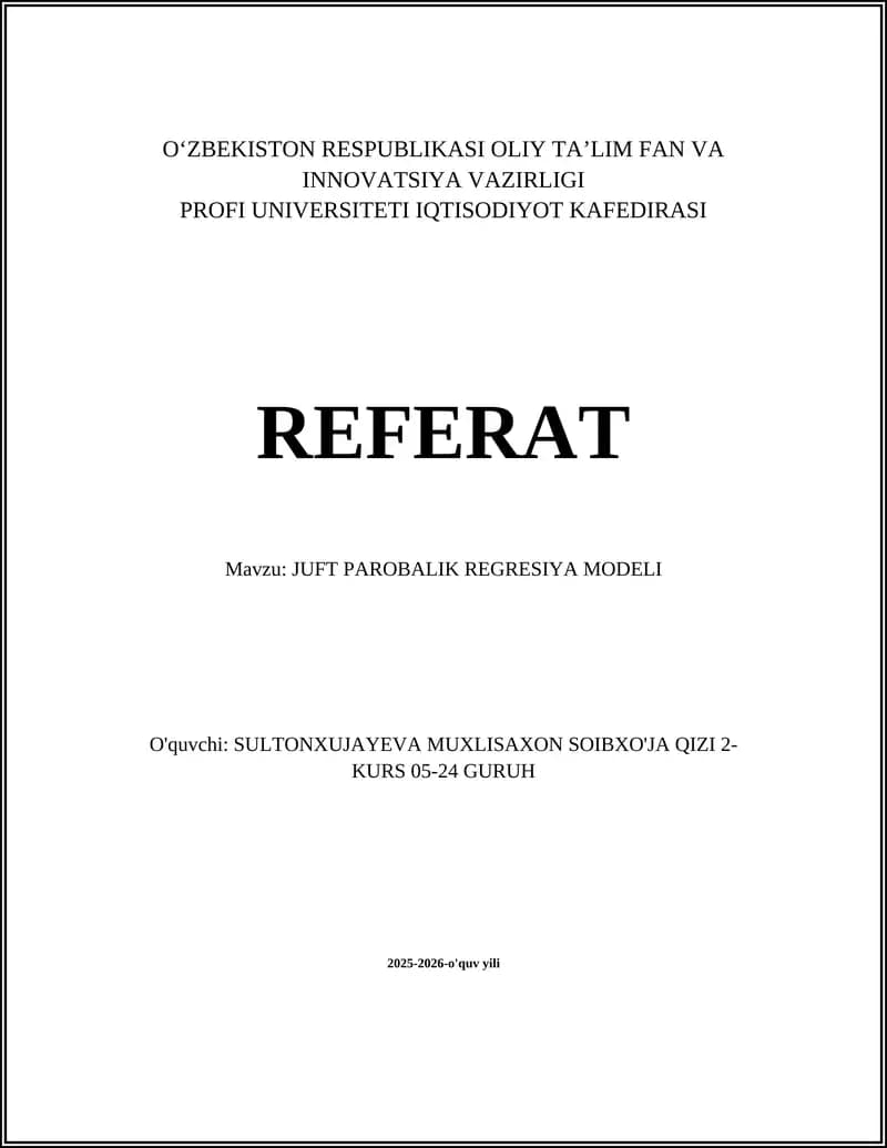 Juft parobalik regresiya modeli