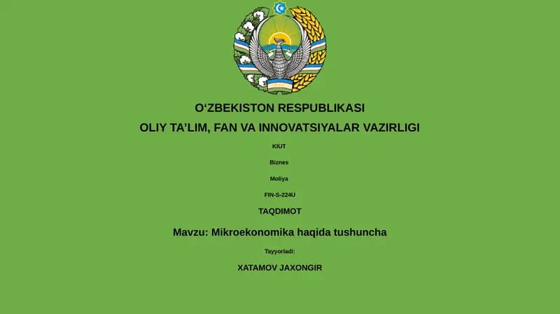 Mikroekonomika haqida tushuncha