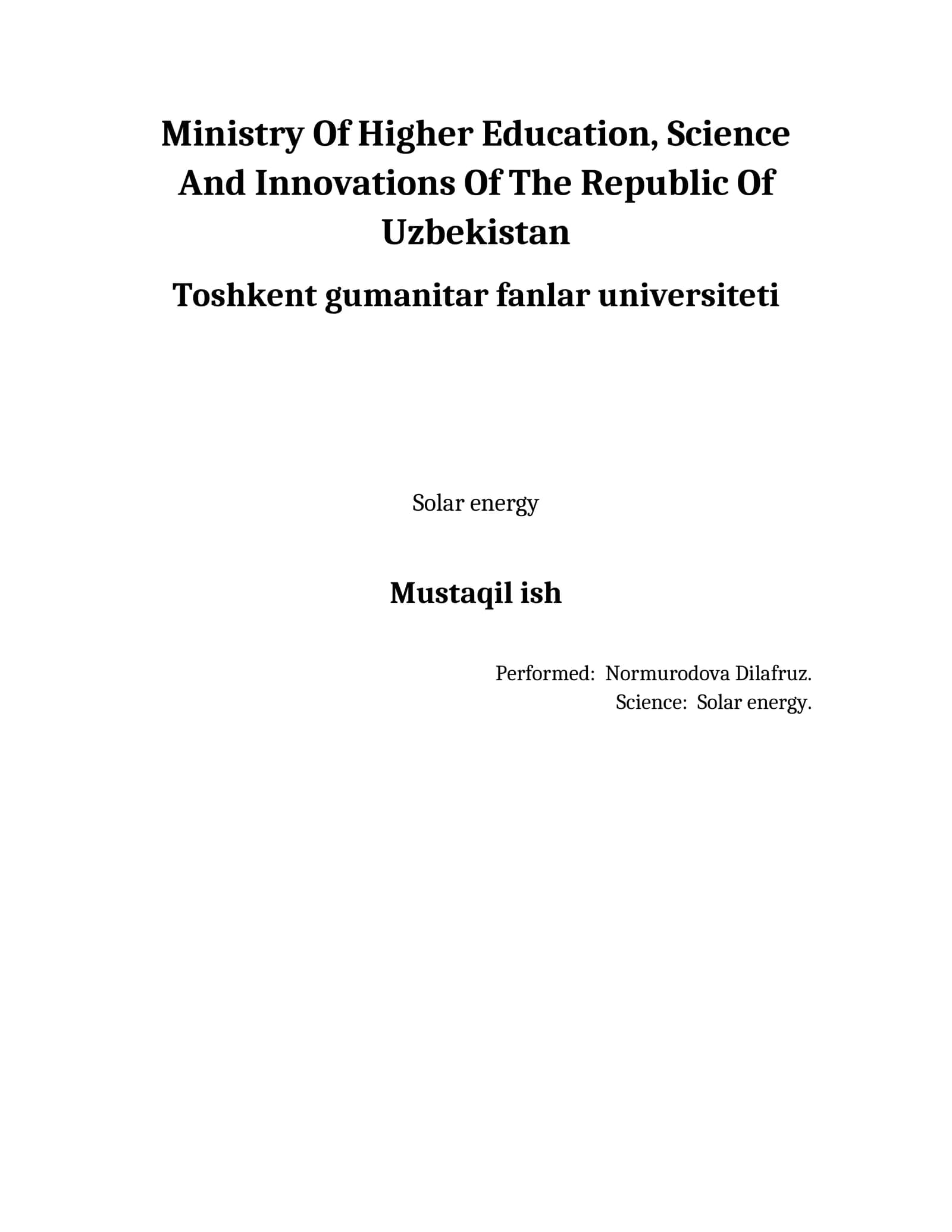 Solar energy