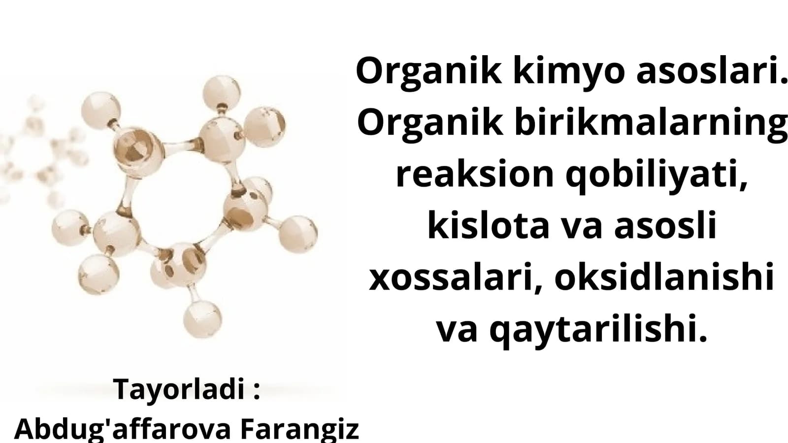Organik kimyo asoslari