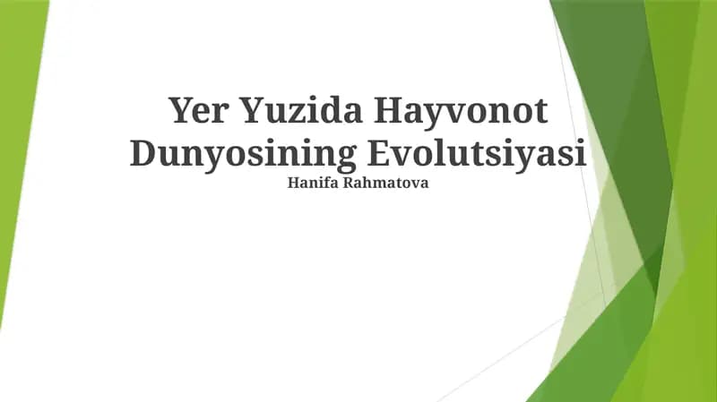 Yer Yuzida Hayvonot Dunyosining Evolutsiyasi